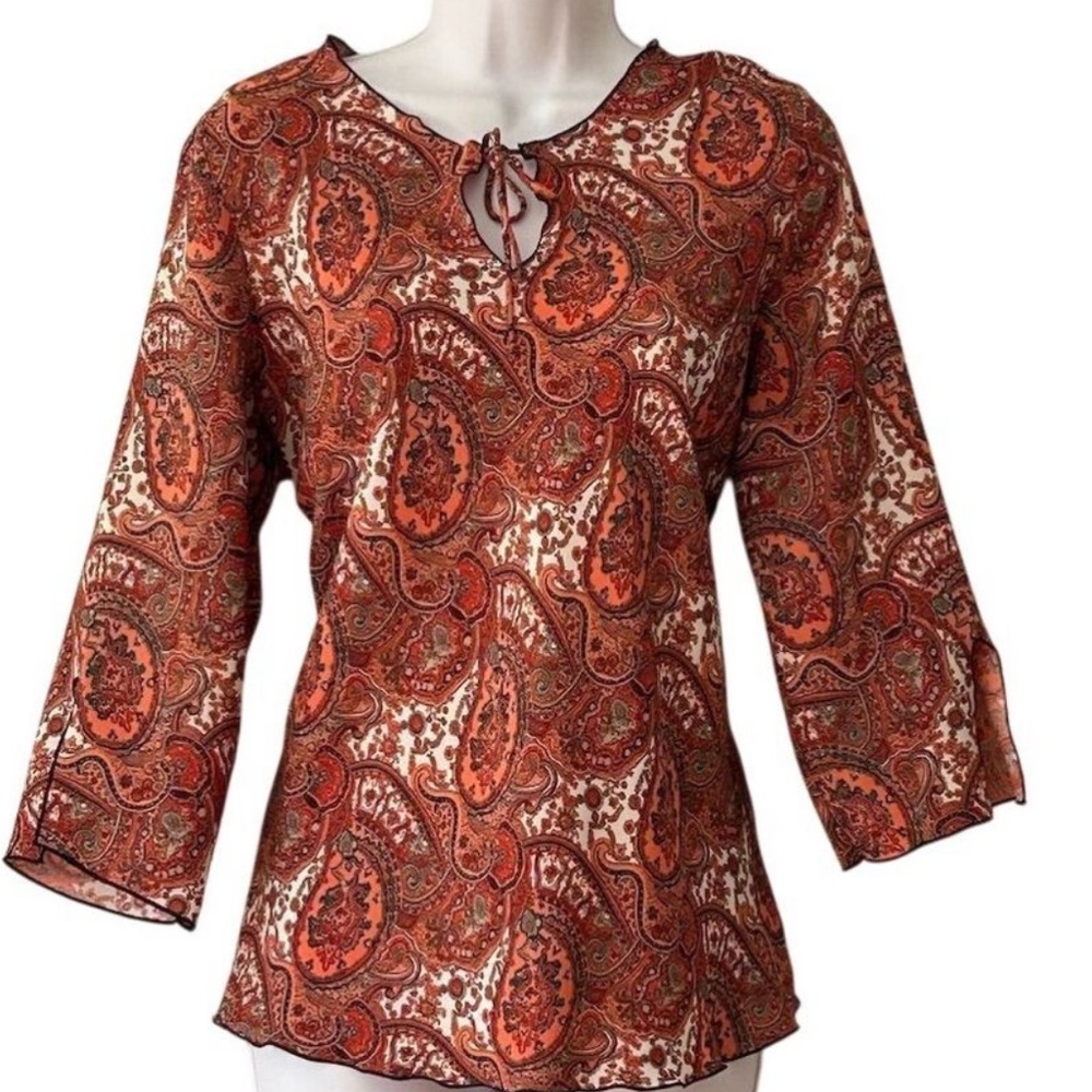 Giorgio Fiorliri  Women's Paisley Tie Neck Blouse Multicolor.  Size L.  Pm 5